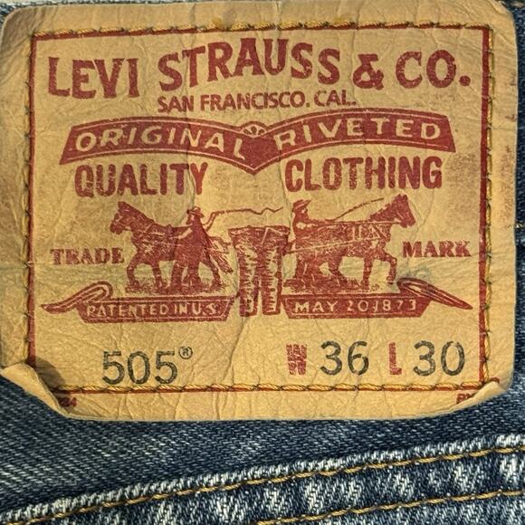 Levi’s 505 Men’s Jeans 36x30 Blue Regular Fit Straight Leg Denim Made in Lesotho - Picture 8 of 12